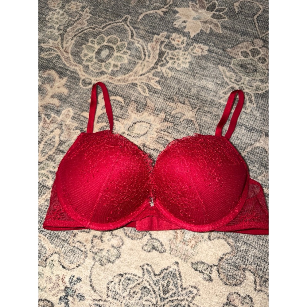 Victoria's Secret Bombshell Red Lace Push Up Bra